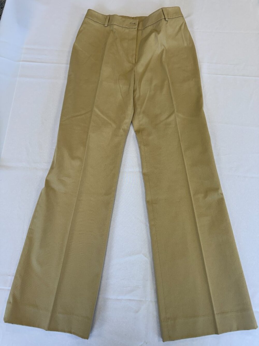 Bernard Zins Paris Khaki Pants Trousers Flat Front Flare Size 10